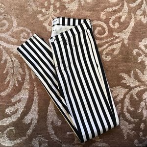 Black and white striped pants by Hudson Jeans